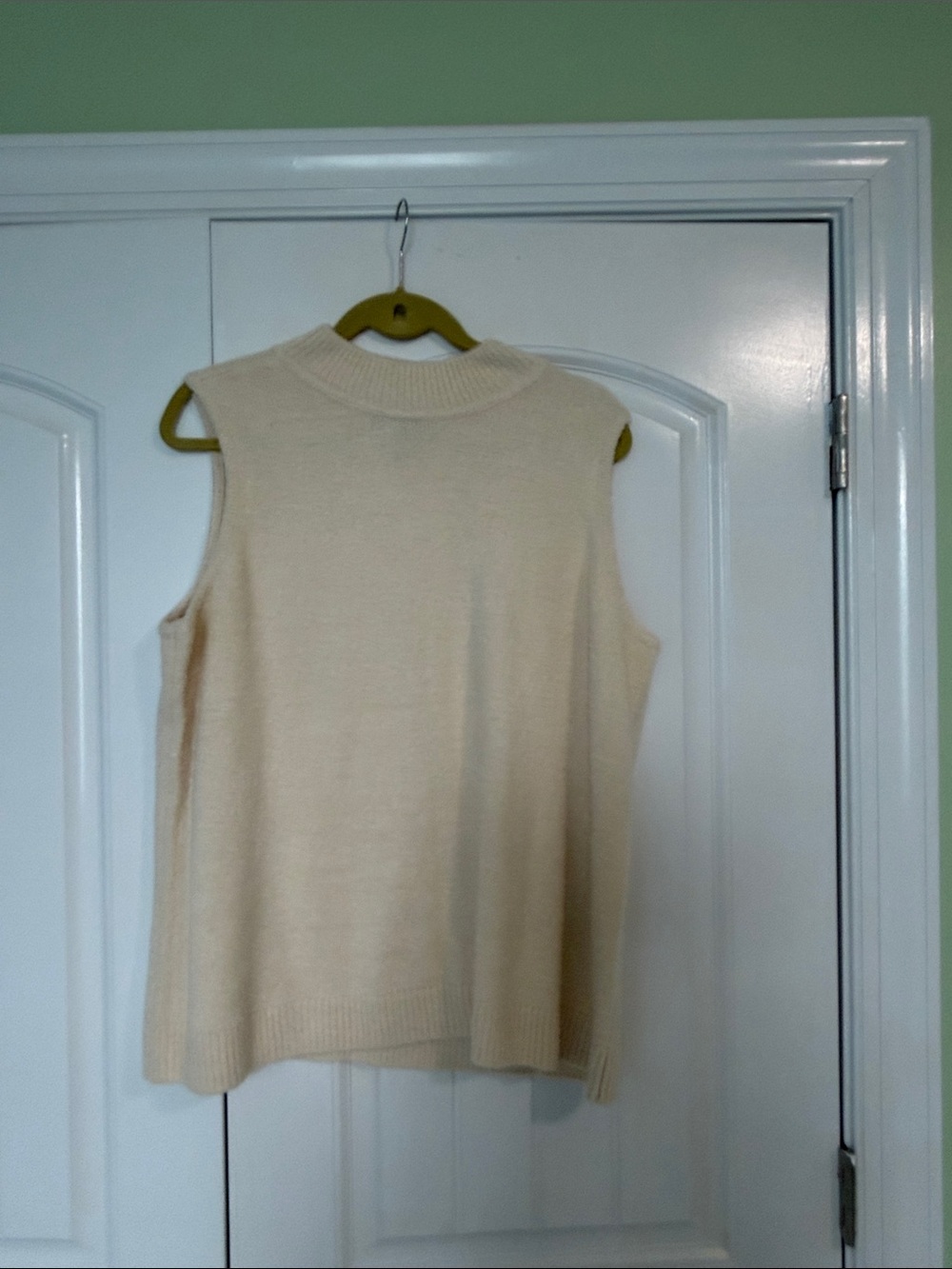 Cream Sleeveless Knit Sweater Tank